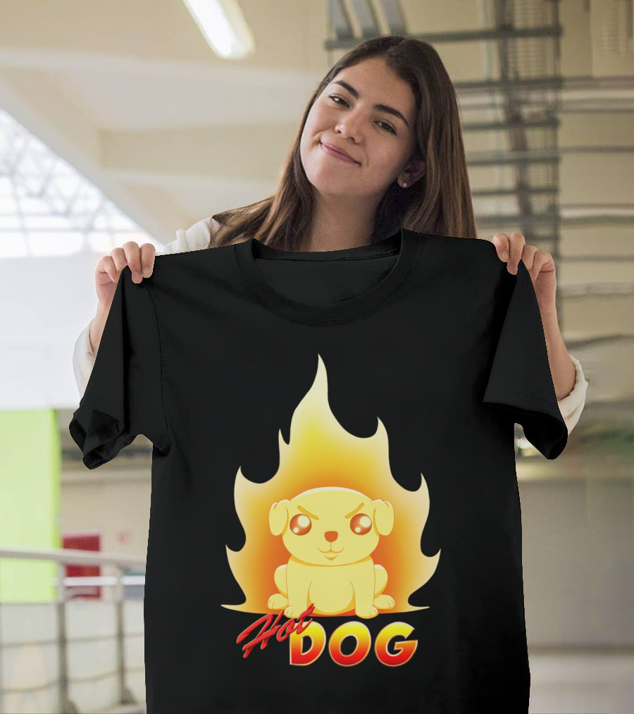 Hot Dog Fiery Puppy Flame T-Shirt
