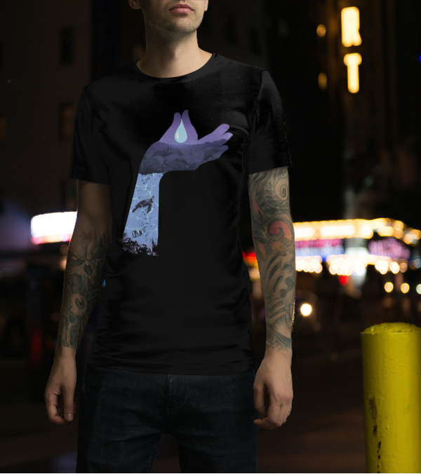 Water For Life Diver In Hand With Forest And Droplet T-Shirt