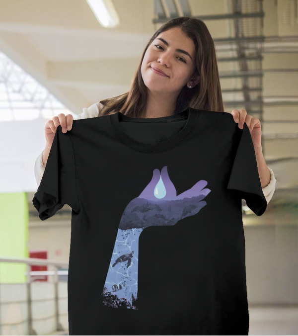 Water For Life Diver In Hand With Forest And Droplet T-Shirt