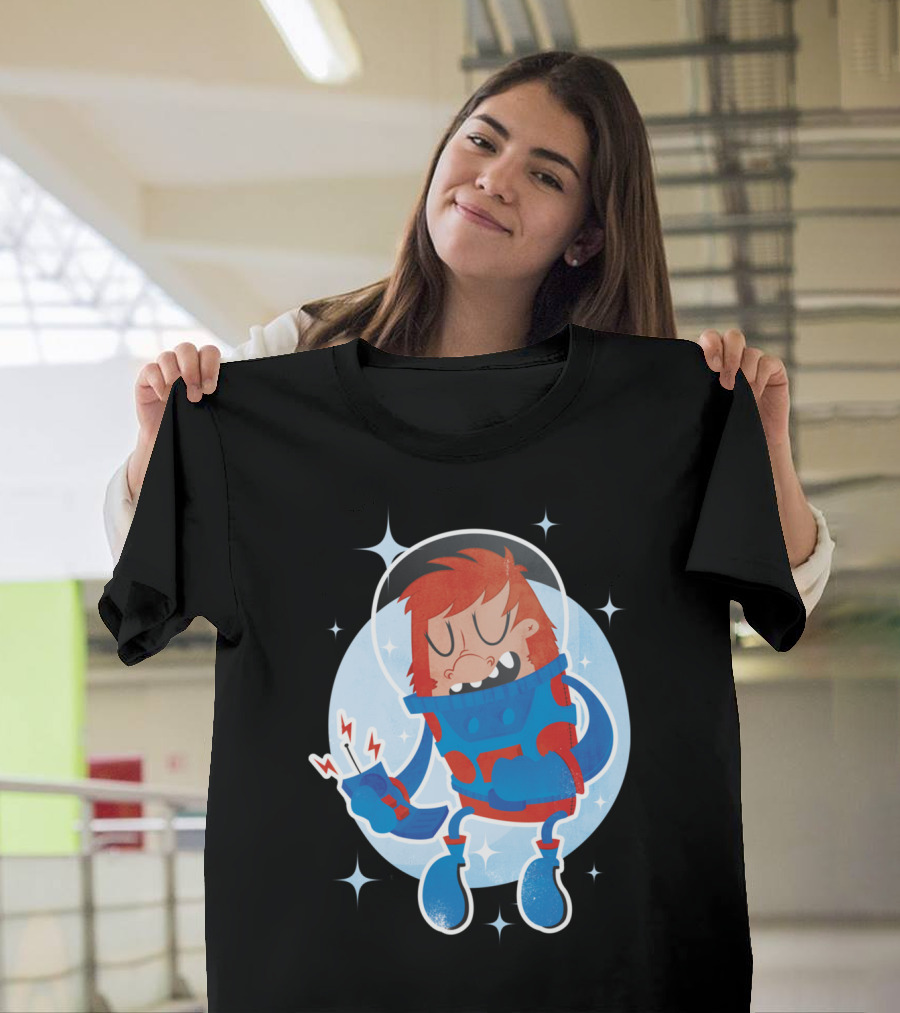 Houston We Have A Call Astronaut Cartoon Art with Walkie-Talkie T-Shirt
