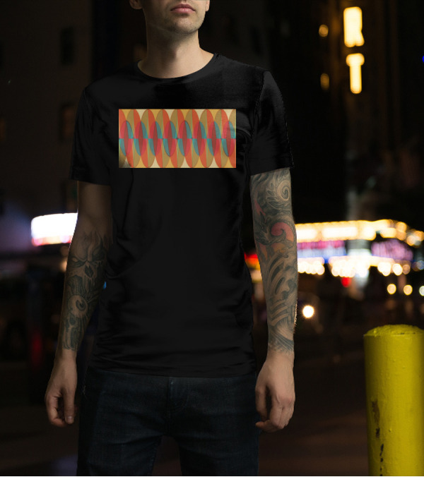 Wavy Color Stripe Geometric Pattern Retro Vibe T-Shirt