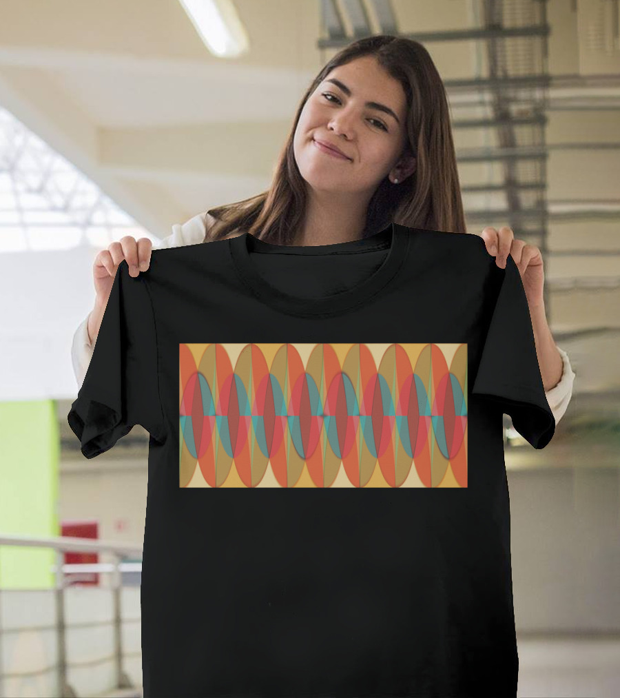Wavy Color Stripe Geometric Pattern Retro Vibe T-Shirt