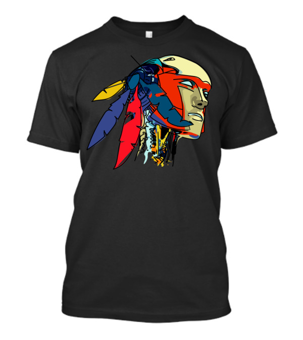 Colored Native Robot With Feather Adornments T-Shirt