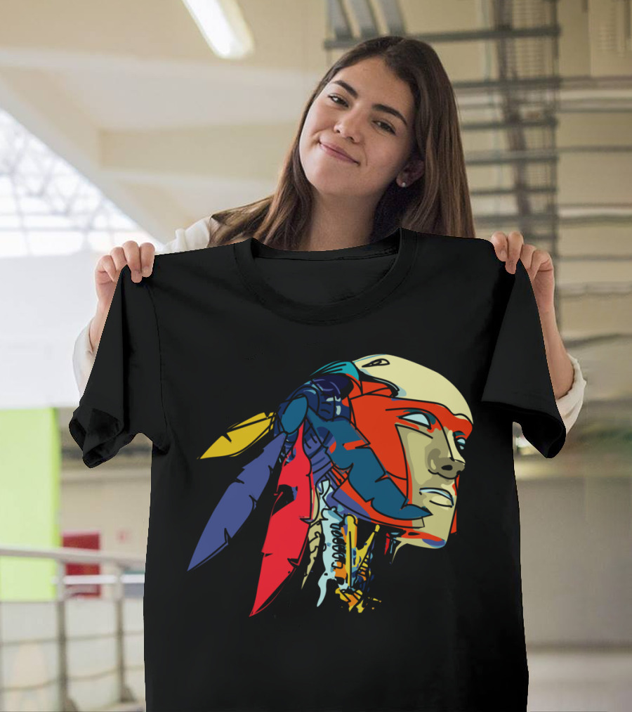 Colored Native Robot with Feather Adornments T-Shirt