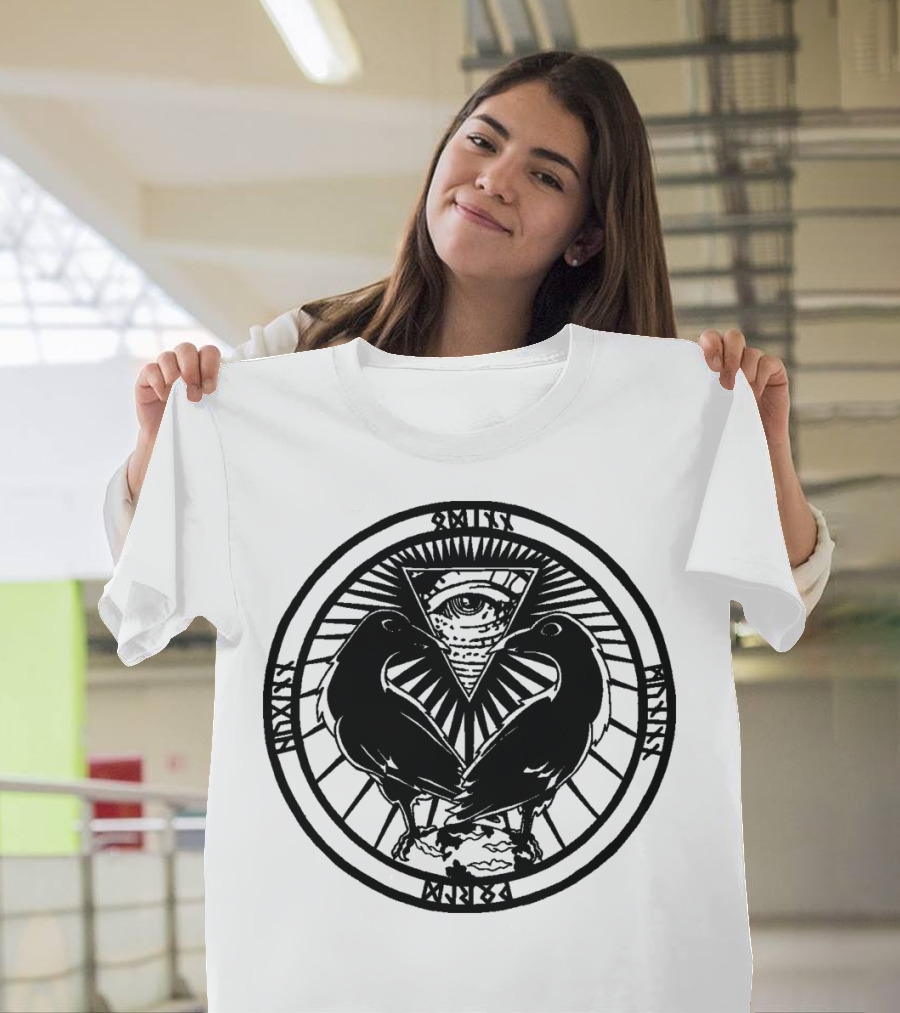Huginn And Muninn All-Seeing Eye Ravens Occult Symbolism T-Shirt