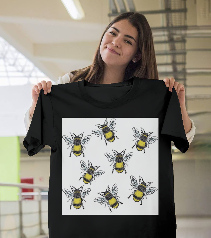 Bee Print Seven Buzzing Bees T-Shirt
