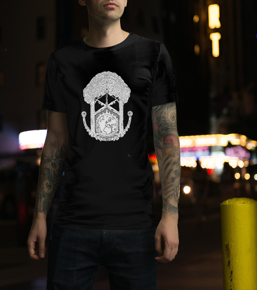 MANNAZ Od Brain Earth Hourglass Surreal T-Shirt