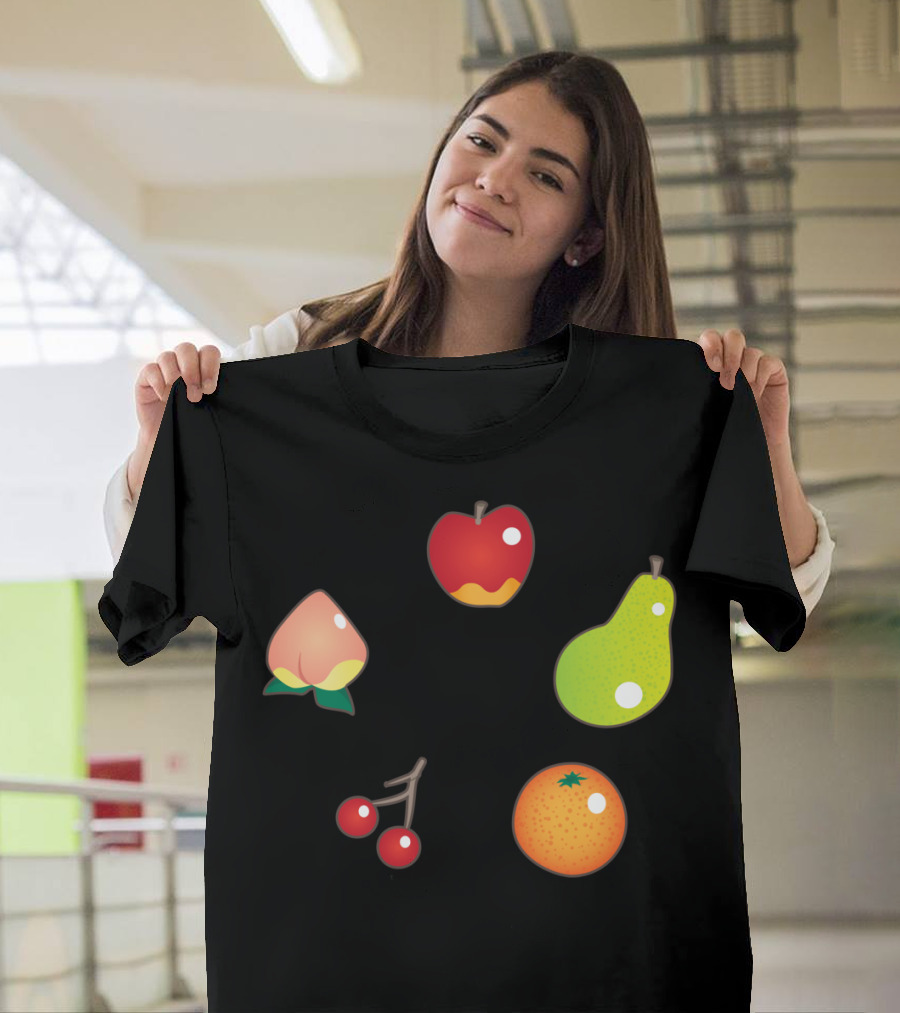 Fruit-Themed Basketball Illustrations: Apple, Peach, Pear, Orange, Cherry T-Shirt
