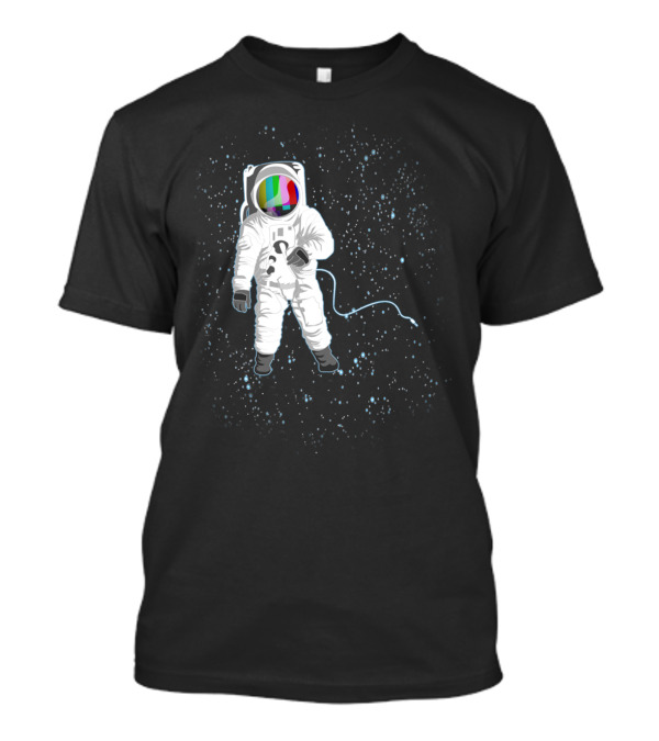 Space Visual Odyssey Astronaut With Retro Television Visor In Cosmic Void T-Shirt
