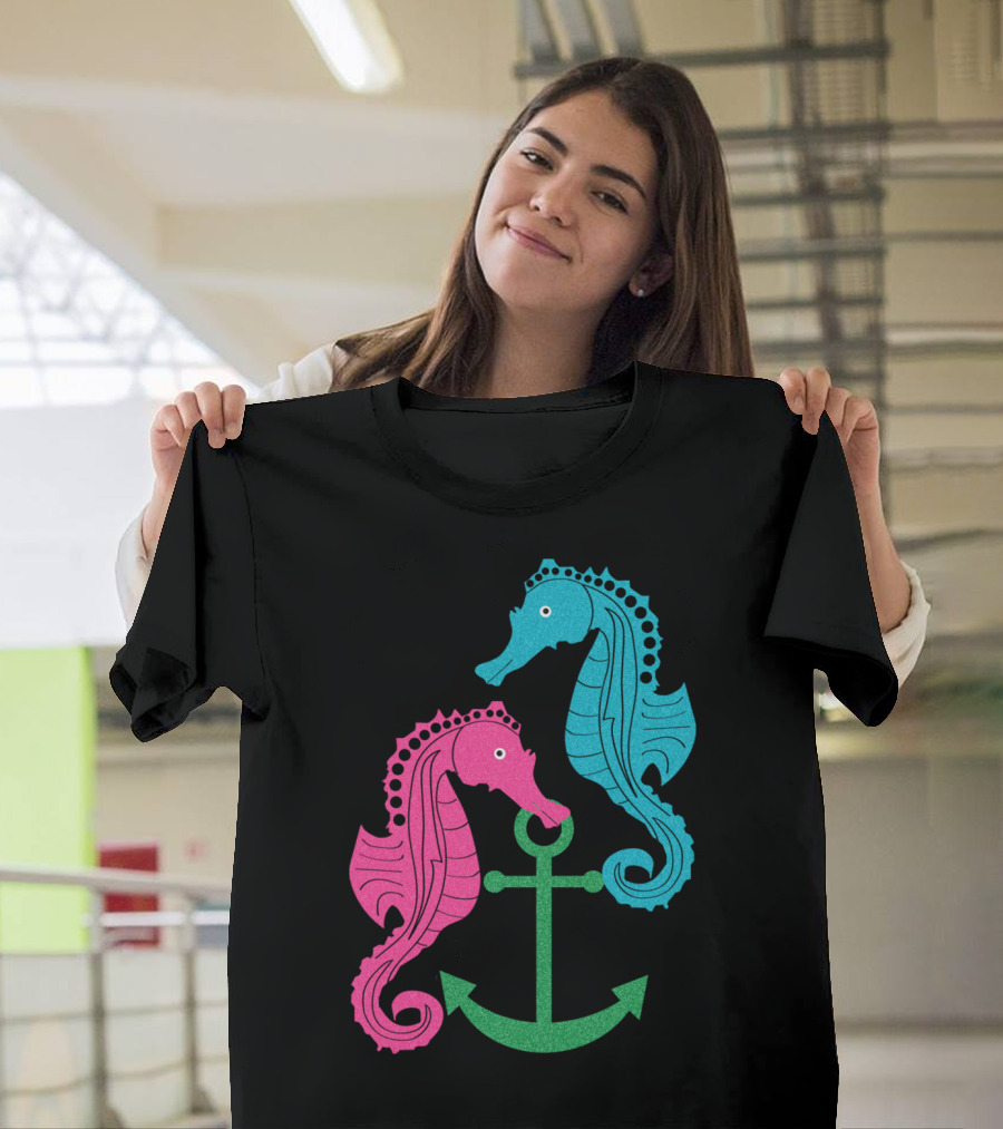 Sparkle Seahorses Anchored Nautical Duo T-Shirt