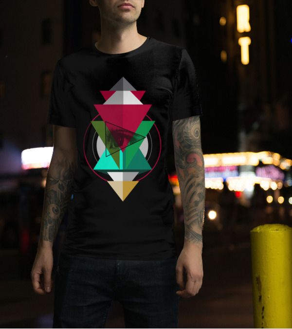 Outside Looking In Geometric Eye Triangles T-Shirt