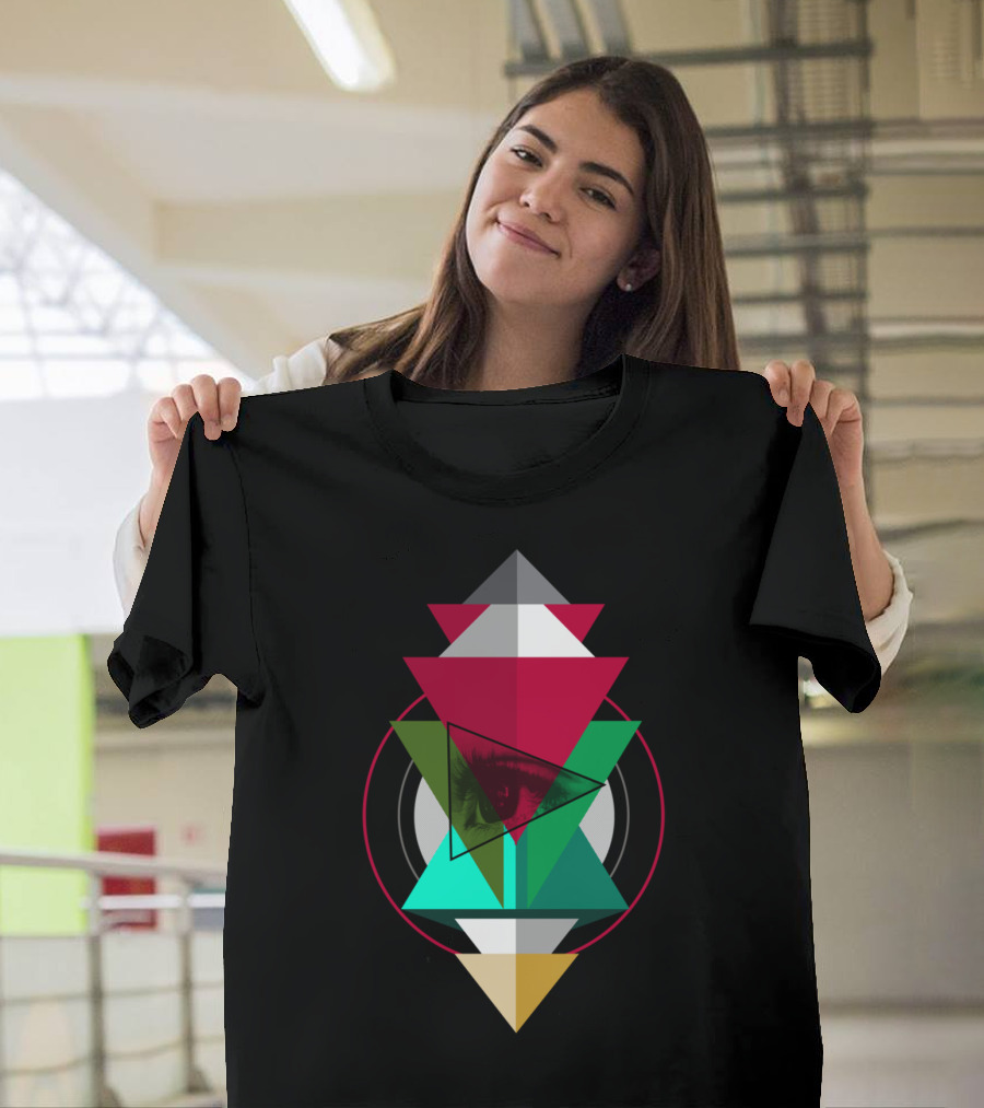 Outside Looking In Geometric Eye Triangles T-Shirt