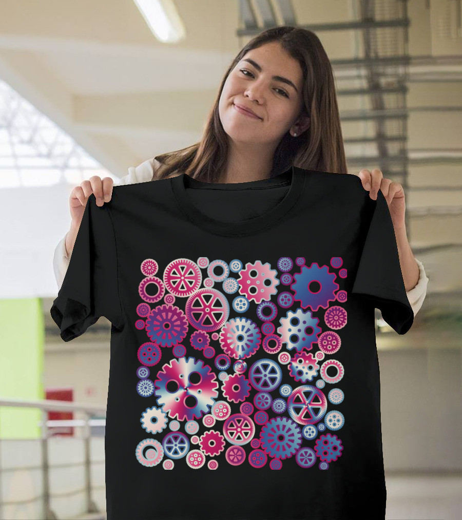 Colorful Metallic Gears in Vibrant Mechanical Hues T-Shirt