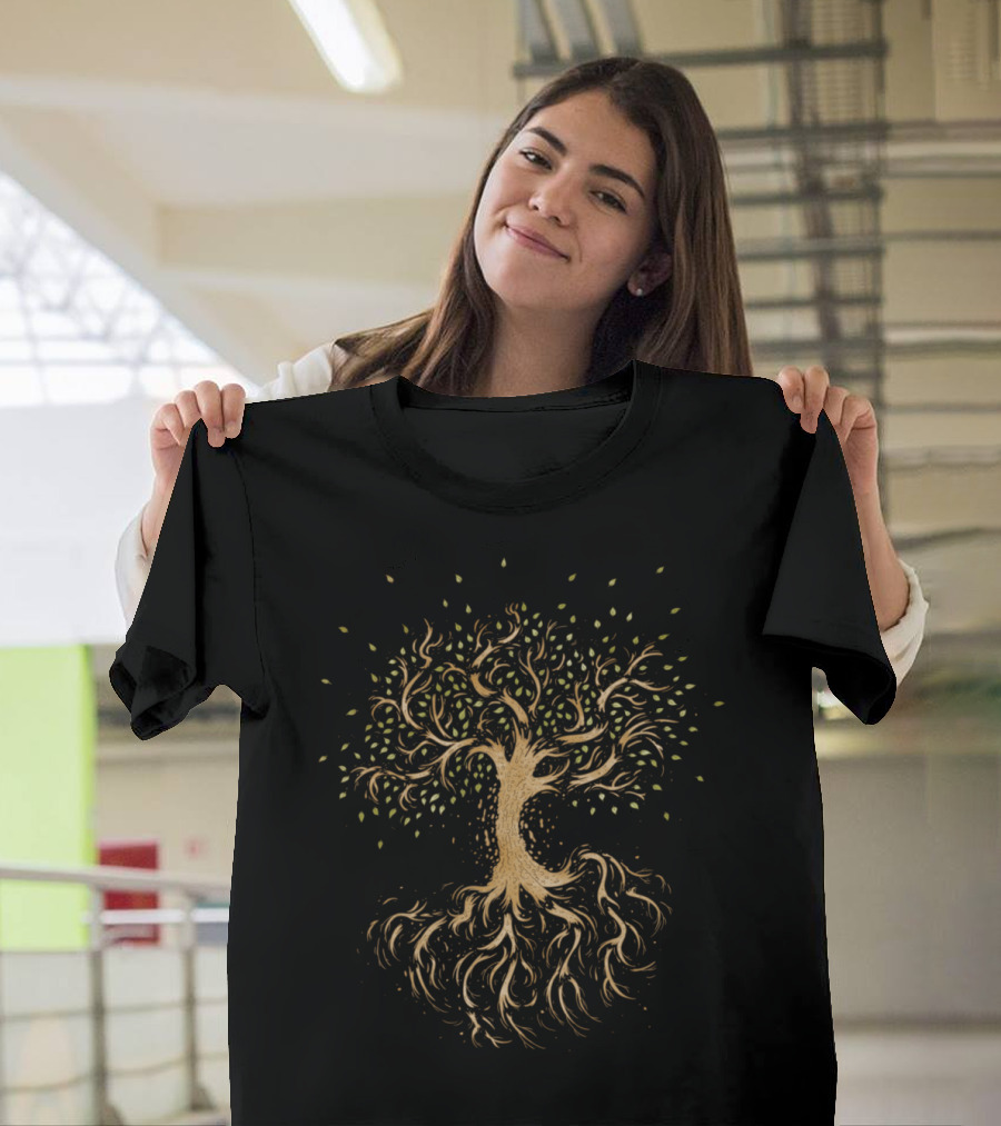 Tree of Life with Roots and Leaves In Pieces T-Shirt