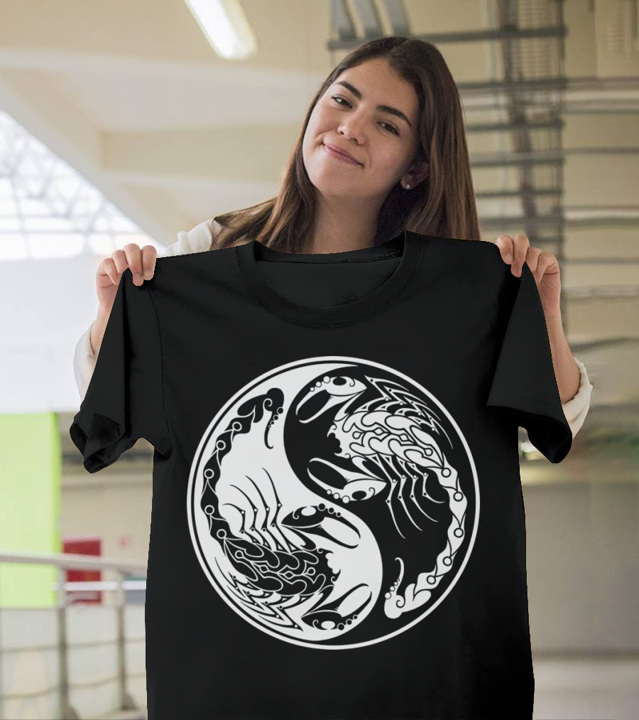 White Black Scorpions Yin Yang T-Shirt