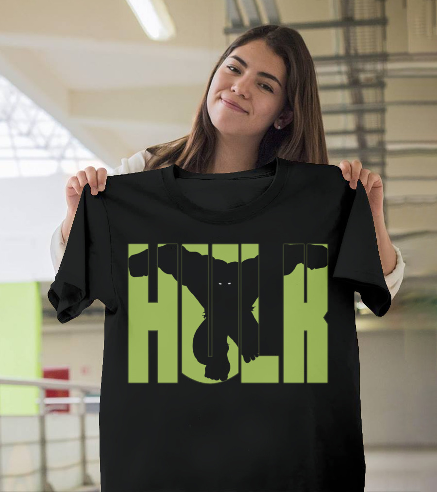 Hulk Bold Green Silhouette Inside Text T-Shirt