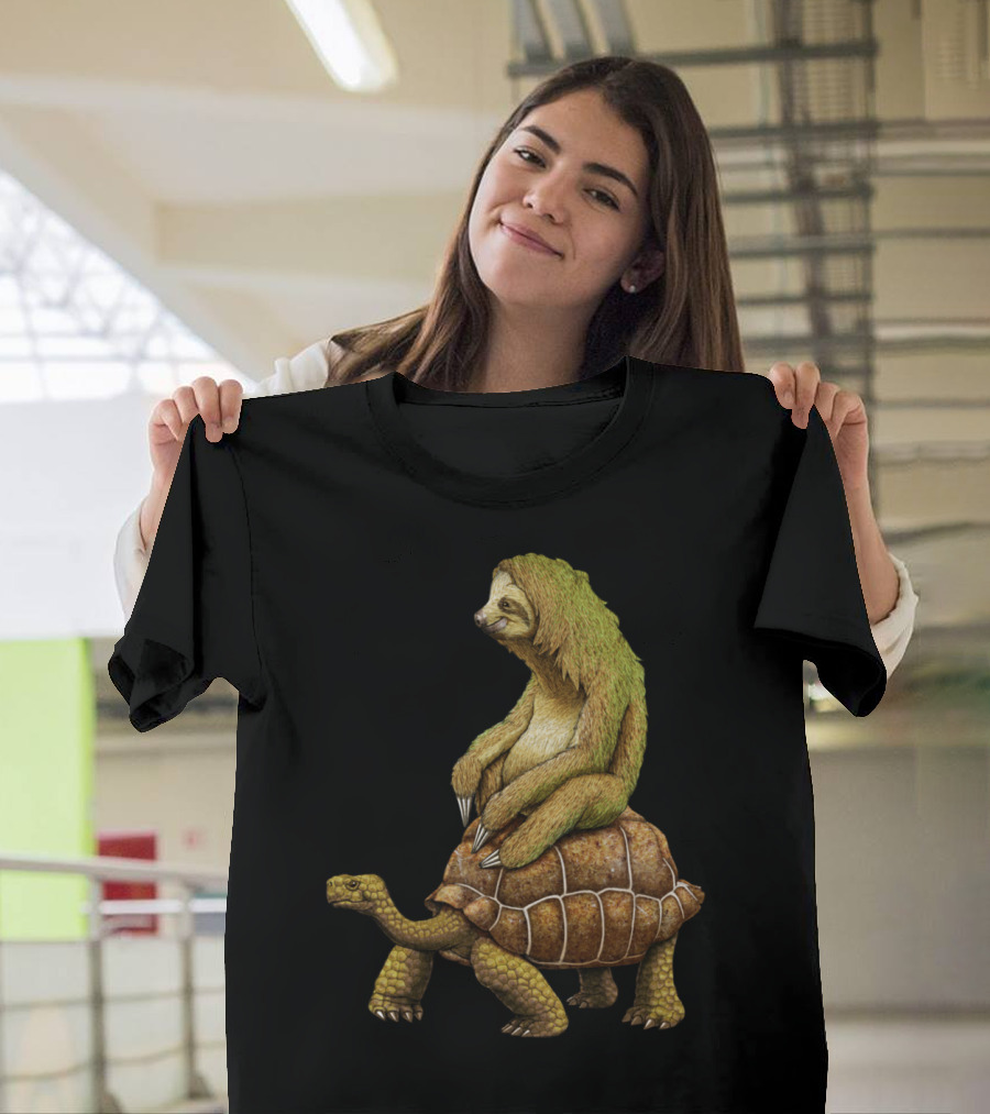 Speed Is Relative Sloth Riding Turtle T-Shirt