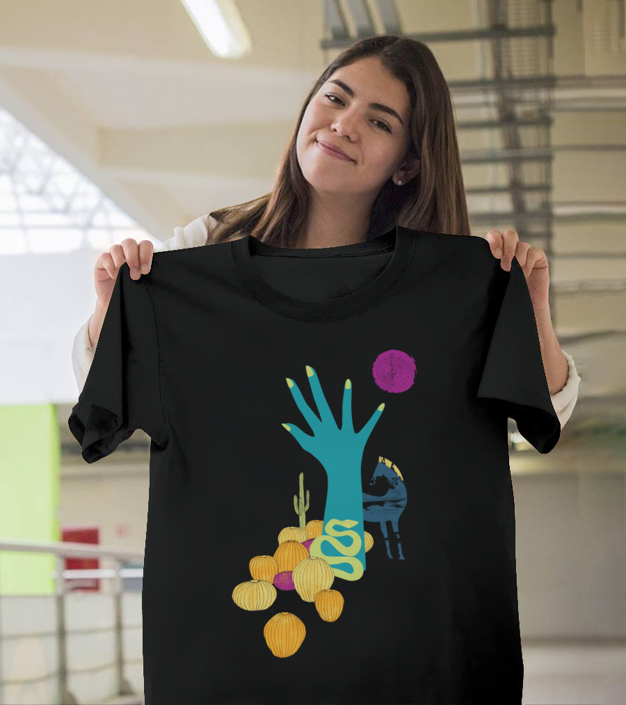 In The Desert Hand Cactus Moon Cacti T-Shirt