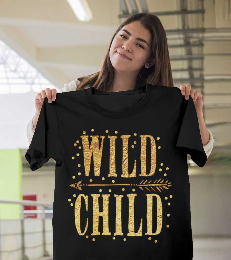 WILD CHILD Gold Look with Arrow and Dots T-Shirt