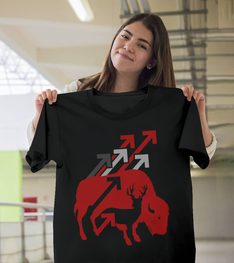 Wildlife Buffalo and Deer with Arrows T-Shirt