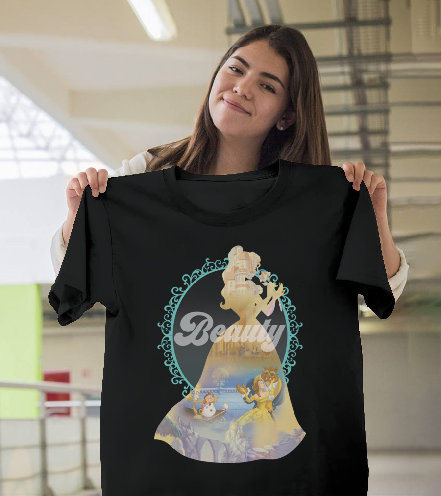 Beauty Inspired by Belle Silhouette Racer Scene T-Shirt