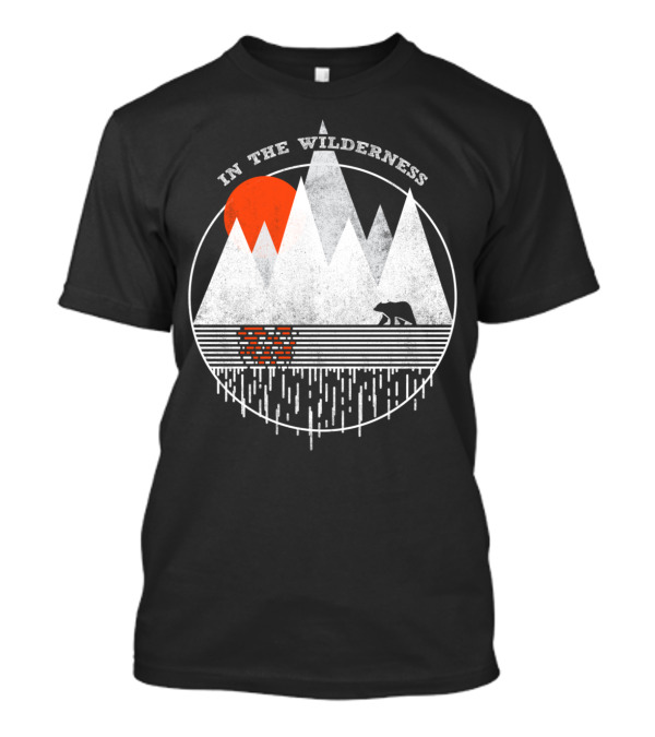 In The Wilderness Bear And Mountain Landscape With Red Sun T-Shirt