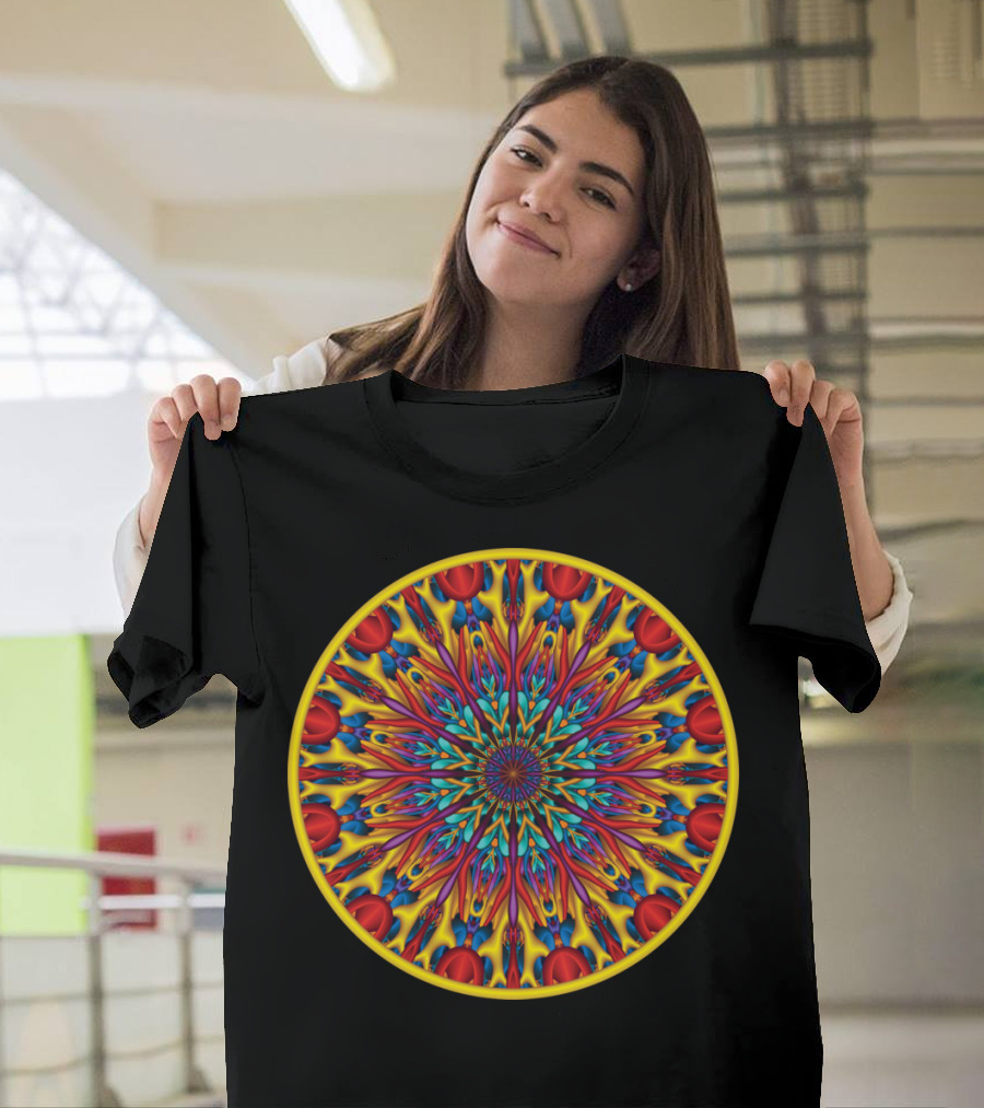 Amazing Multicolor 3D Mandala Burst T-Shirt