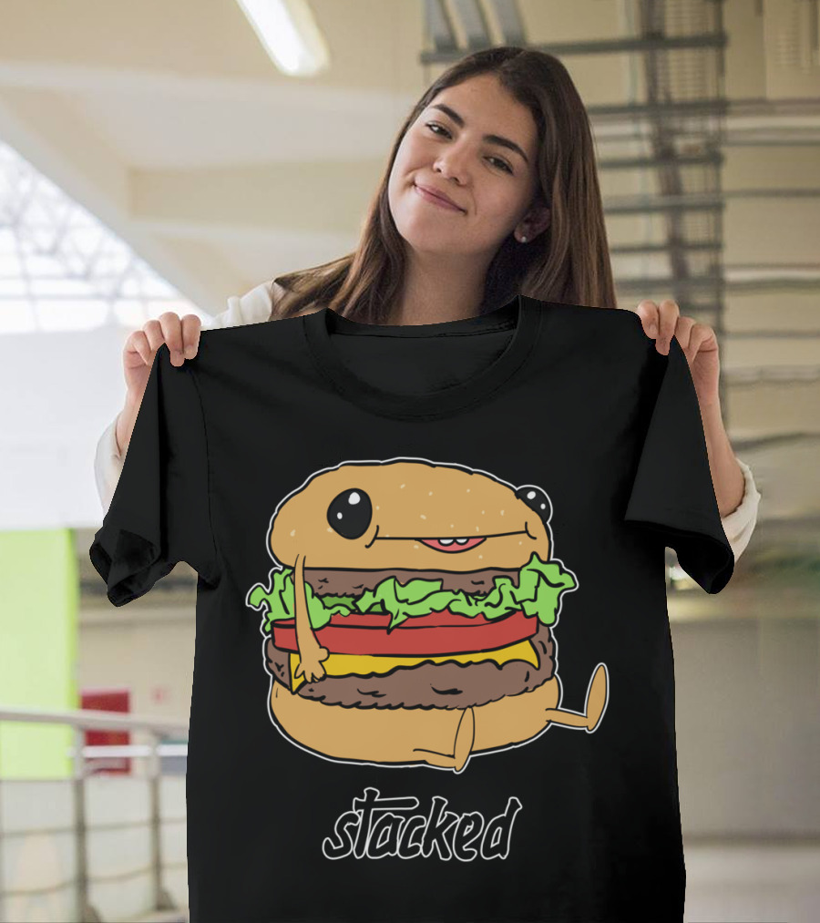 Stacked Kawaii Hamburger Character T-Shirt