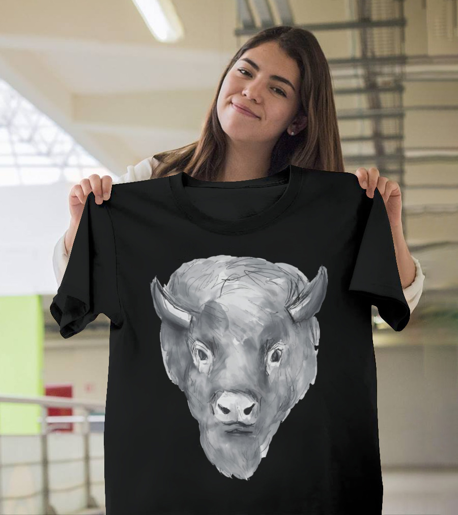 American Bison Head Watercolor Buffalo Painting Wildlife T-Shirt