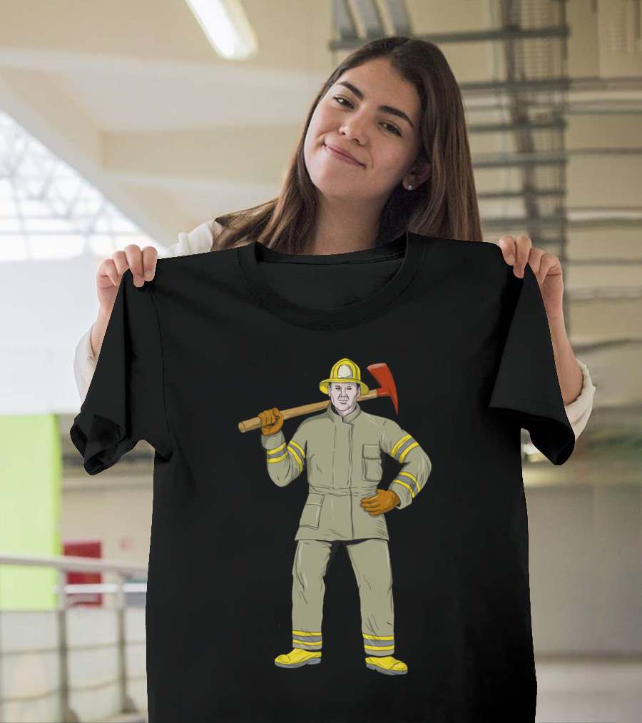 American Firefighter Holding Fire Axe T-Shirt
