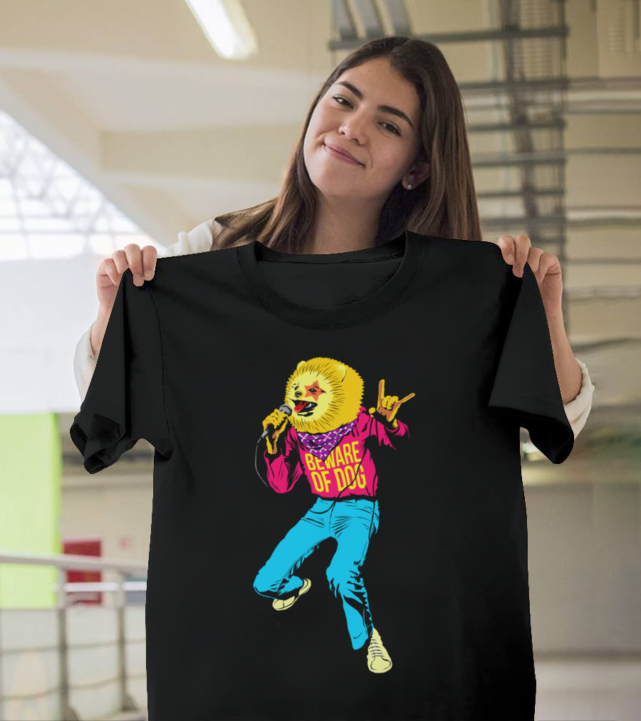 Beware Of Dog Rock Singer Costume with Microphone T-Shirt