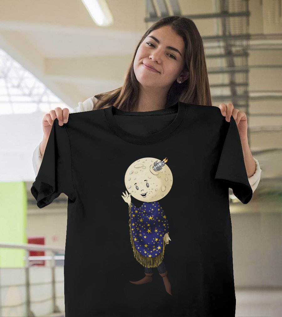 Beware The Man In The Moon Waving with Rocket Starry Cape T-Shirt