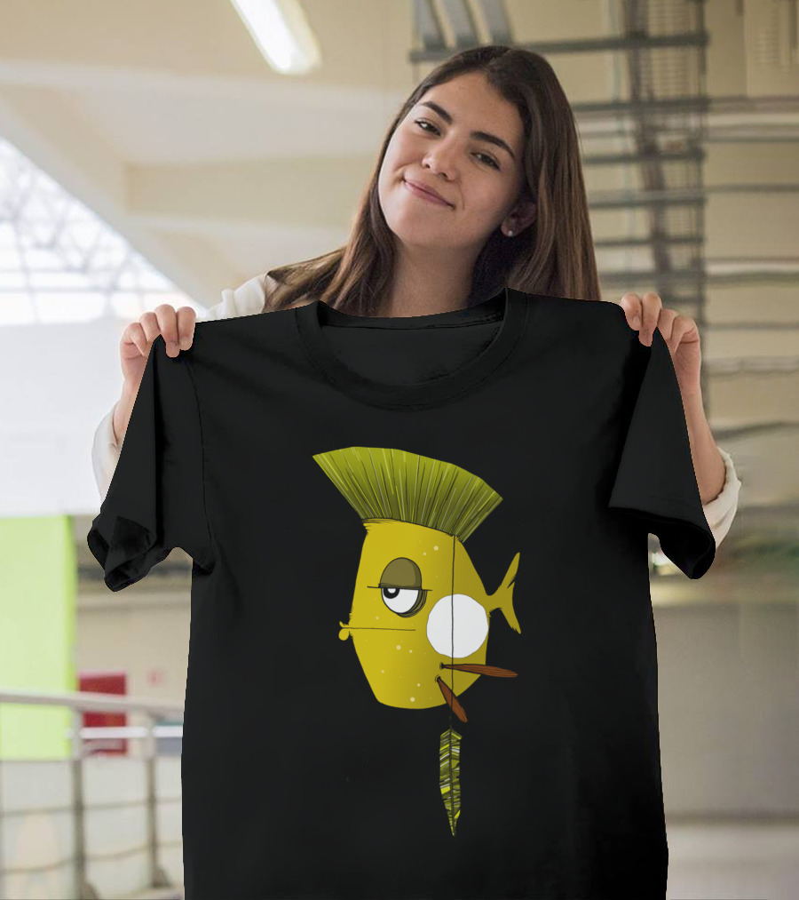 Indian Poiskass Fish Parody Hairstyle Feather Elements T-Shirt