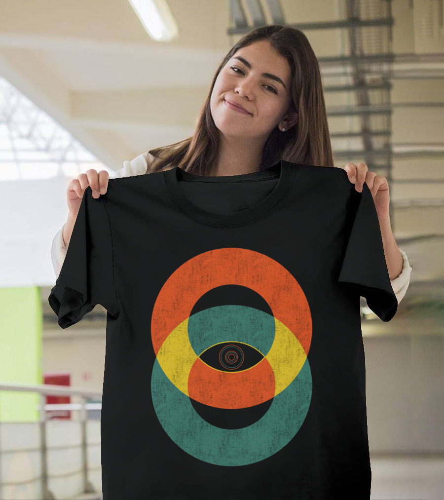 Double Vision Overlapping Geometric Circles and Eye T-Shirt