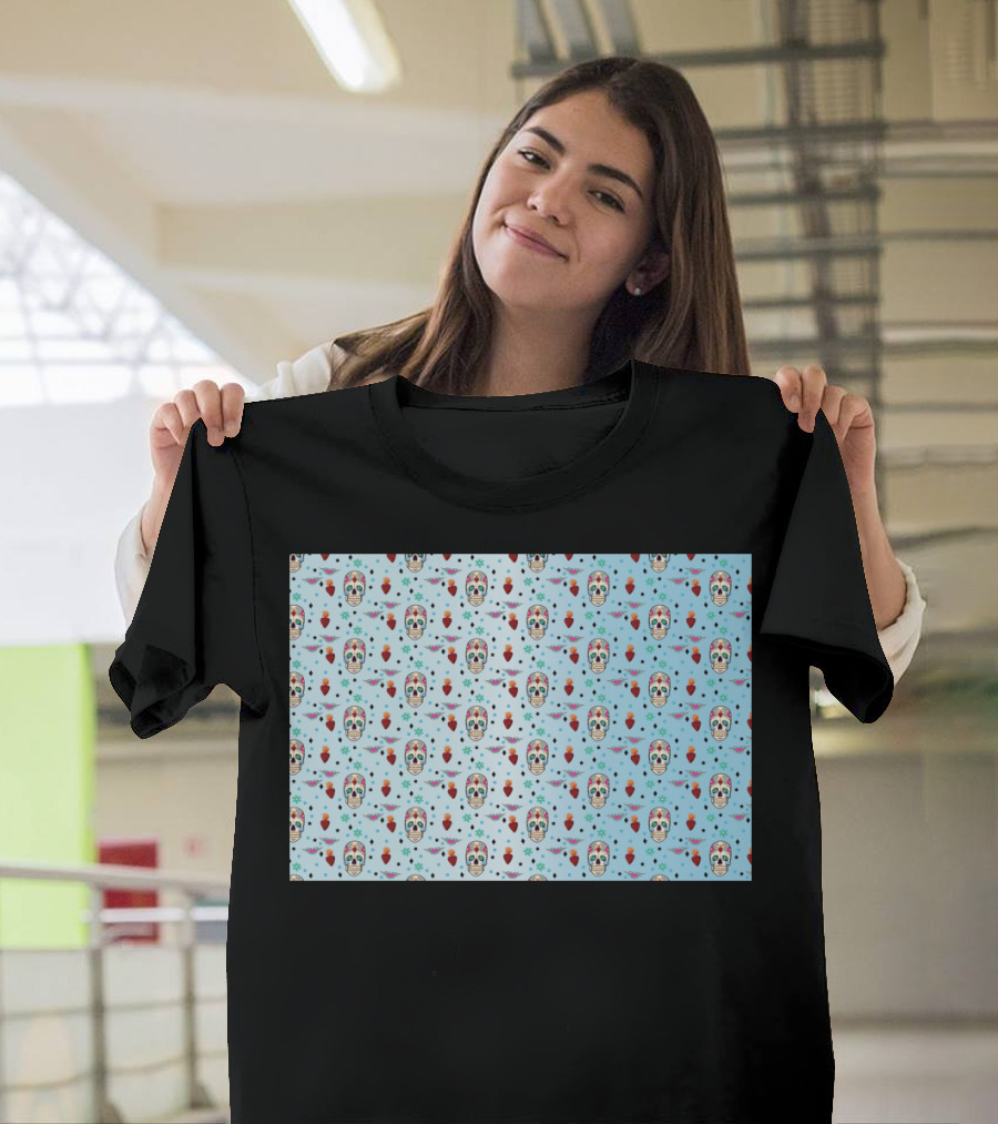 Day of the Dead Sugar Skulls and Hearts T-Shirt