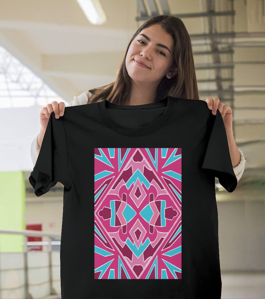 Pink and Blue Geometric Shield T-Shirt