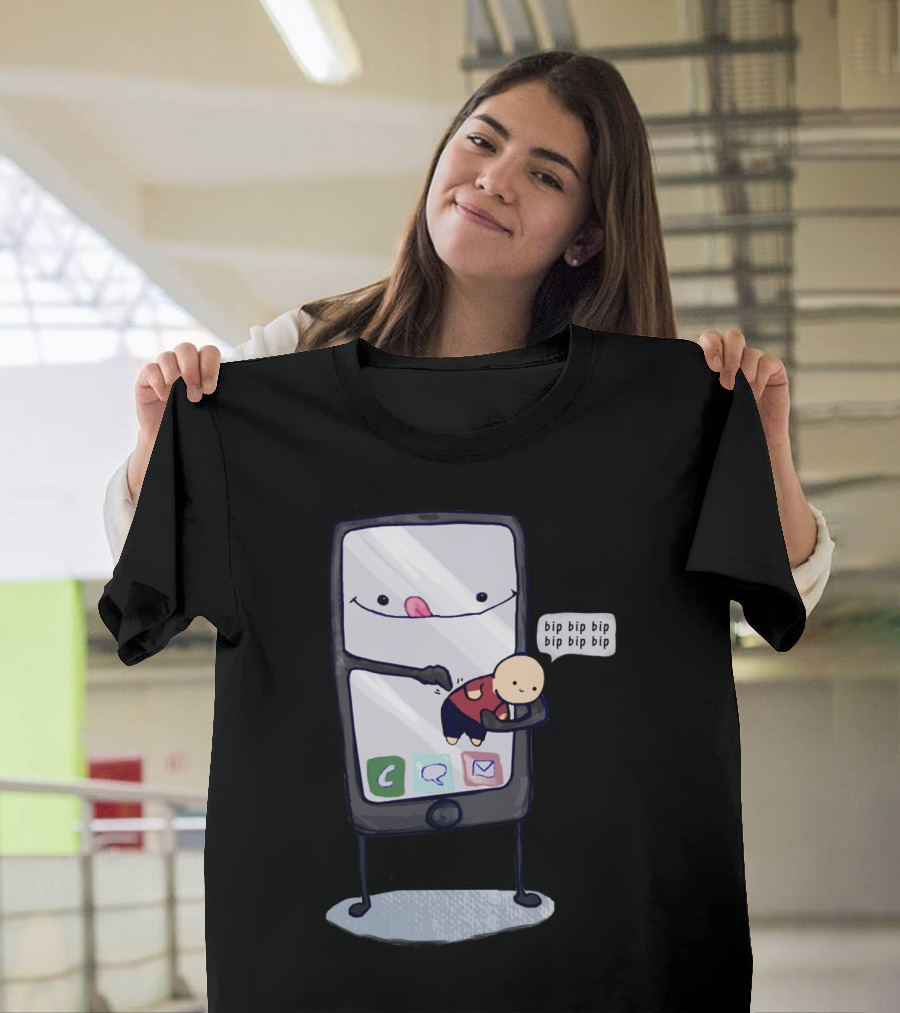 Bip Bip Bip Funny Smartphone Character with Cartoon Figure T-Shirt