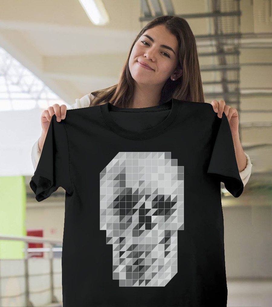 PIXELATED SKULL MONOCHROME T-Shirt