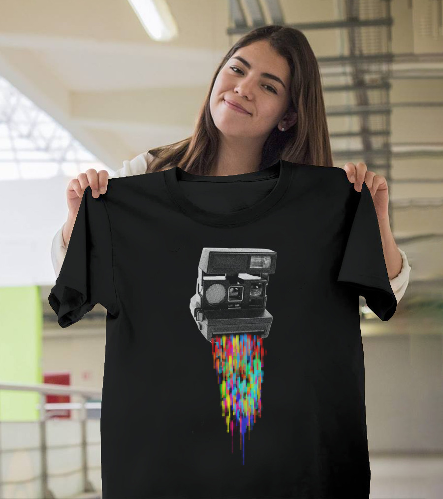 Pixelshot Polaroid Rainbow Pixels Burst T-Shirt