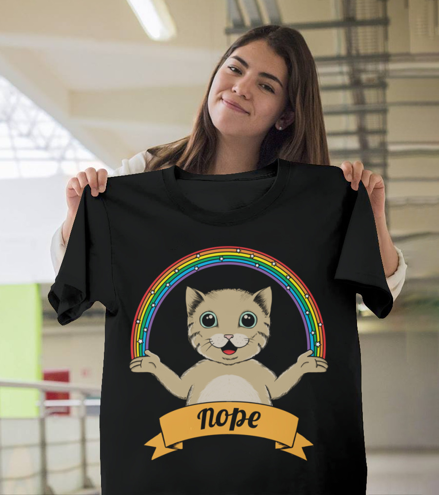 Nope Cat Rainbow T-Shirt