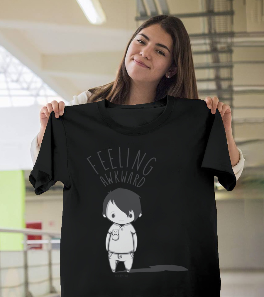 Feeling Awkward Cute Character with Owl Pocket T-Shirt