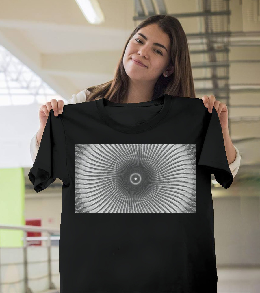 Grey Optical Spiral Mandala T-Shirt