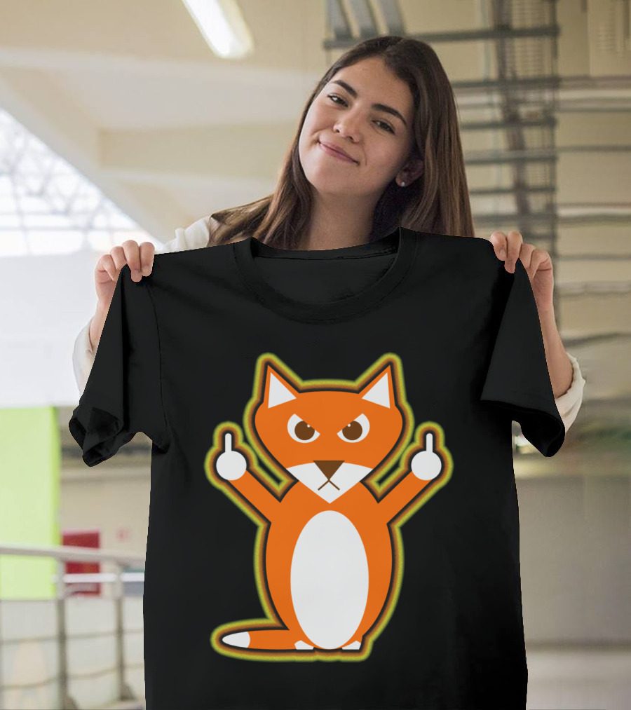 Angry Fox Giving You Both Middle Fingers T-Shirt