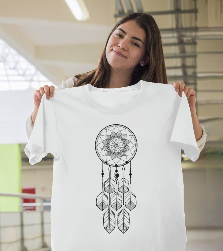 Dream Catcher Mandala Feathers BLK T-Shirt