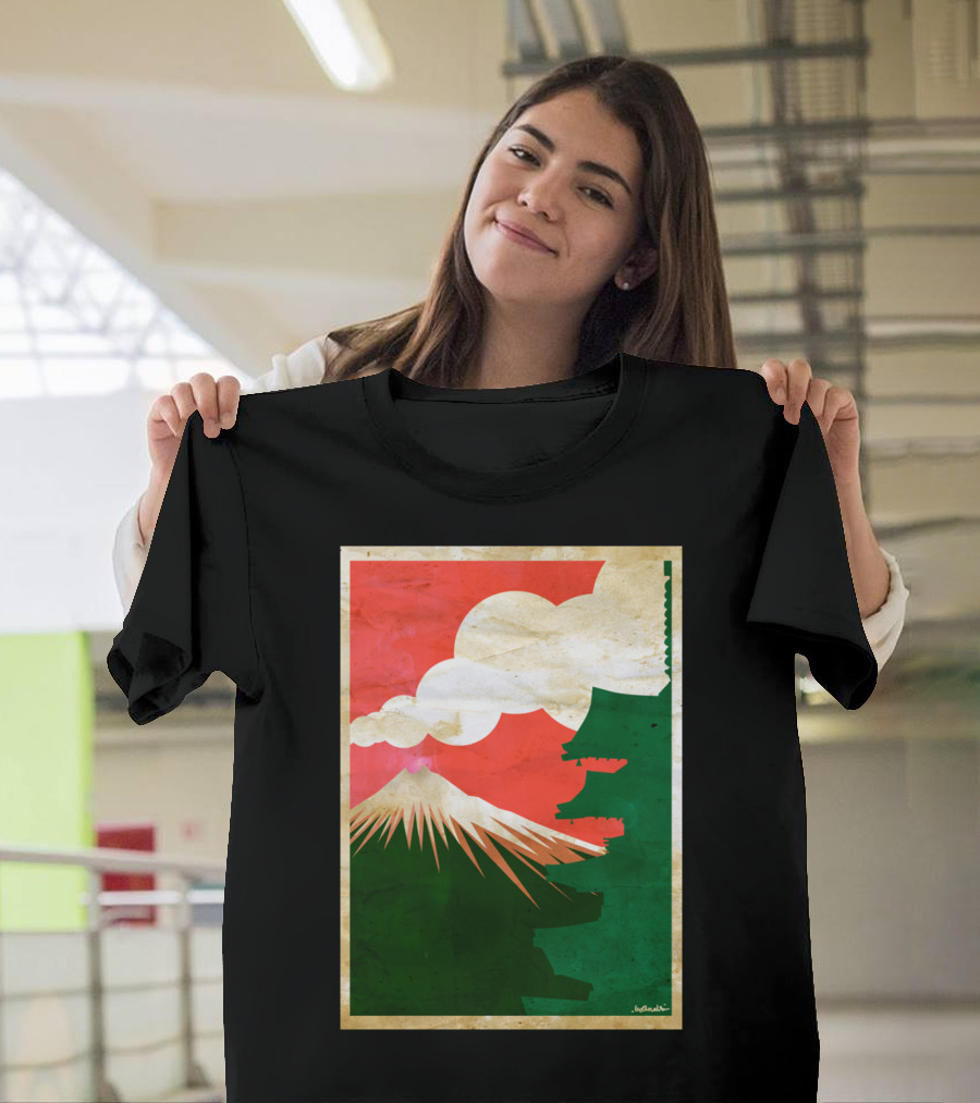 Mount Fuji Pagoda Red Sun Japan T-Shirt