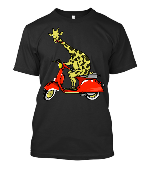 Giraffe Riding A Red Moped T-Shirt