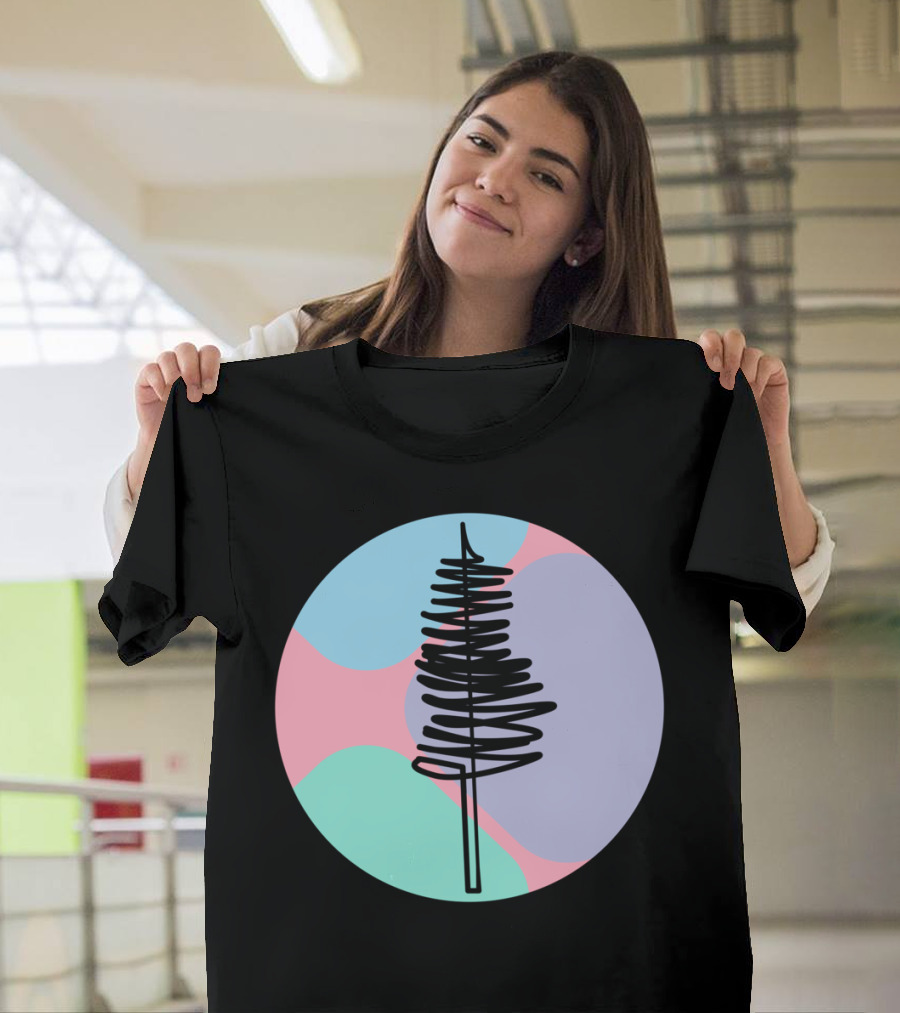 The Line Of A Colourful Pine Circle Multicolor Background T-Shirt