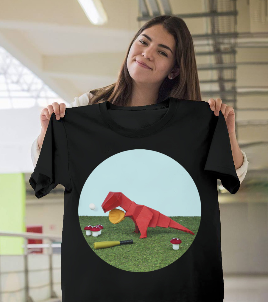 Yes Rex Can Dinosaur With Baseball Bat and Mushrooms T-Shirt