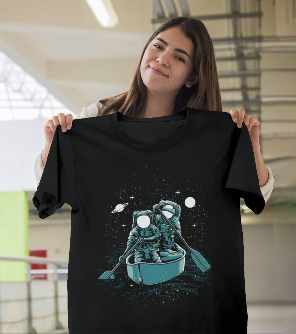 Across The Galaxy Astronauts Rowing In Space Adventure T-Shirt