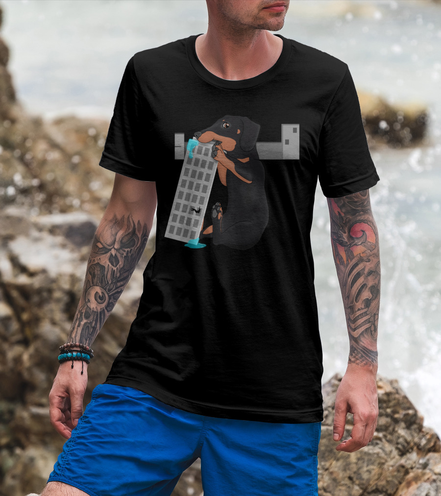 Attack Of The Enormous Dachshund Devouring The City Skyscraper T-Shirt